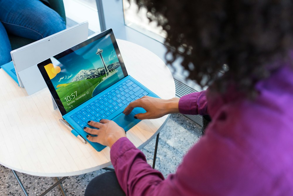 Interviewer entering survey responses on a tablet